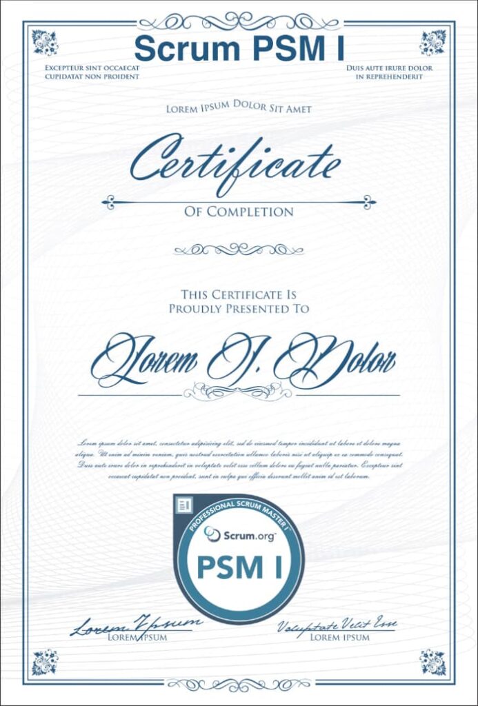 scrum psm1 zertifikat